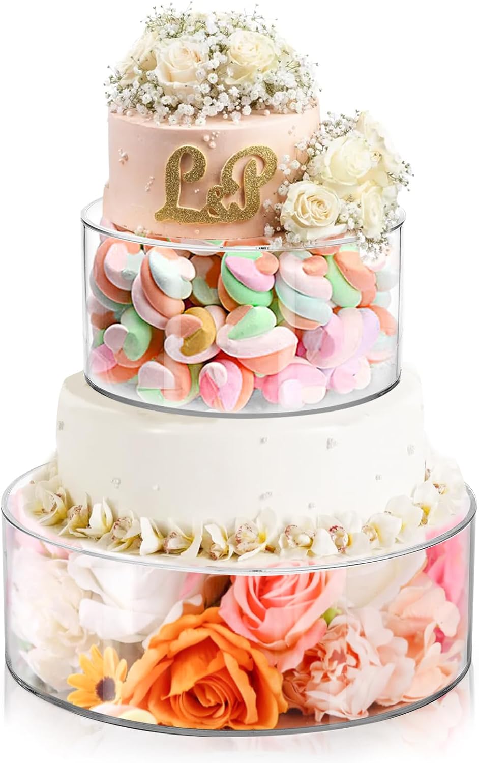 Jucoan Clear Acrylic Fillable Cake Stand Set for Events