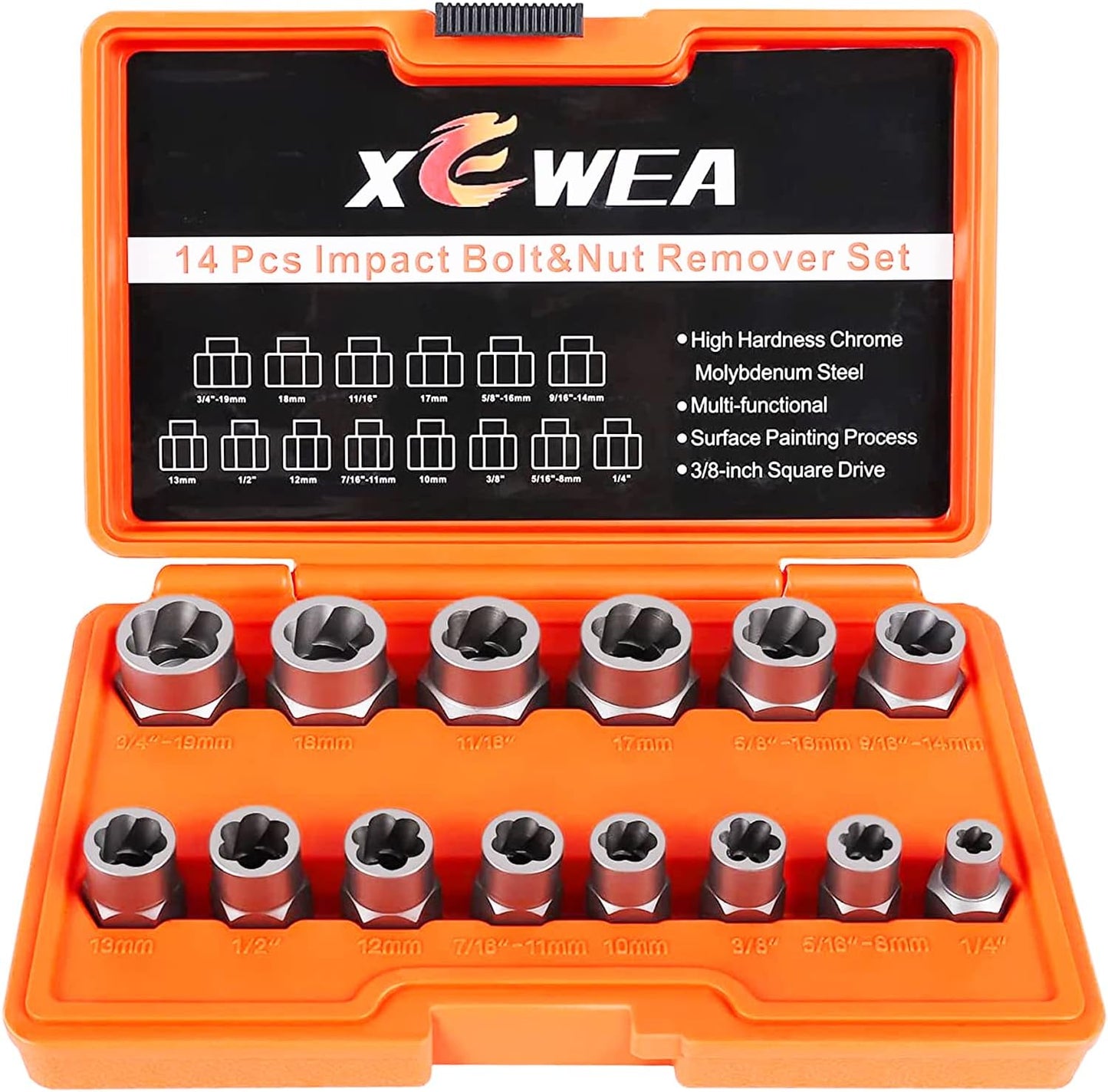 XEWEA 14PCS Bolt Extractor Set for Stripped Bolt Removal