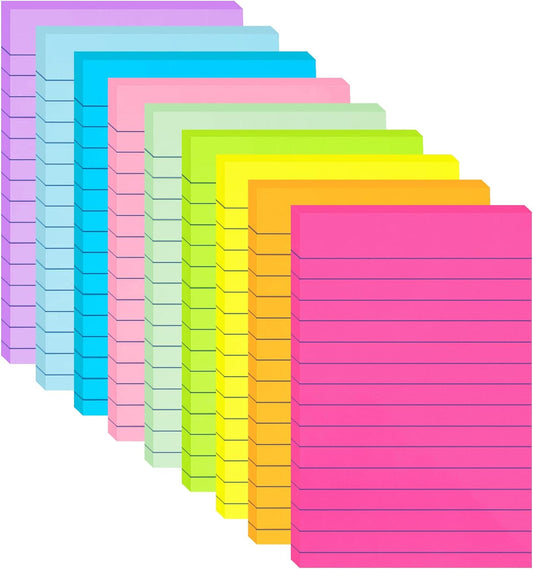 Colorful 4x6 Sticky Notes with Lines for Home & Office