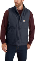 Carhartt Men's Washed Duck Mock Neck Vest - Sherpa Lined 12-ounce