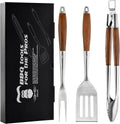 Heavy-Duty Heat-Treated Ash Wood BBQ Grilling Tools Set - Durable