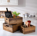 Rustic Distressed Wood Nesting Crates Set of 3 - Farmhouse Storage