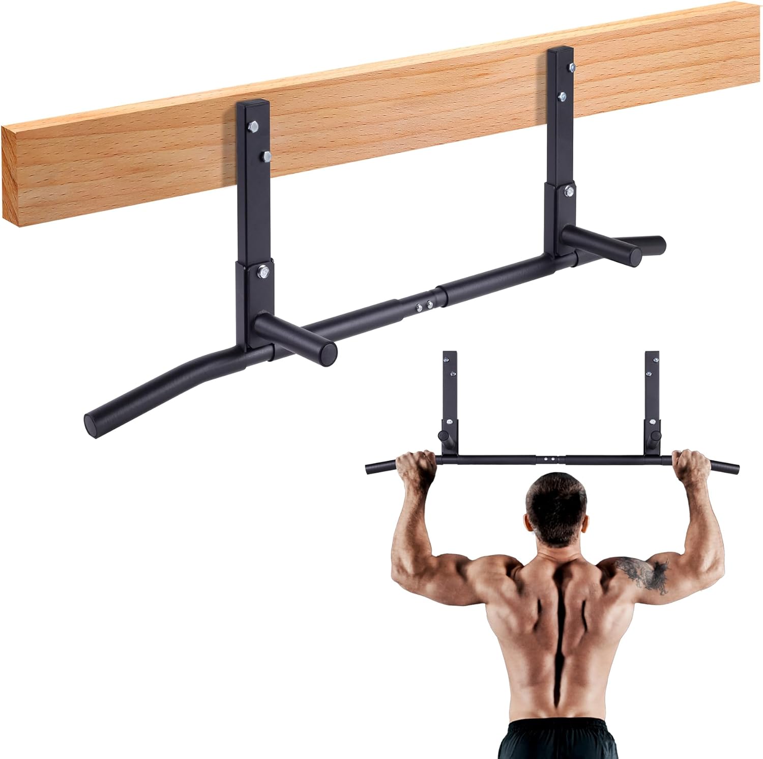 AmStaff Fitness Joist Mount Pull Up Bar for Home Gym Workouts
