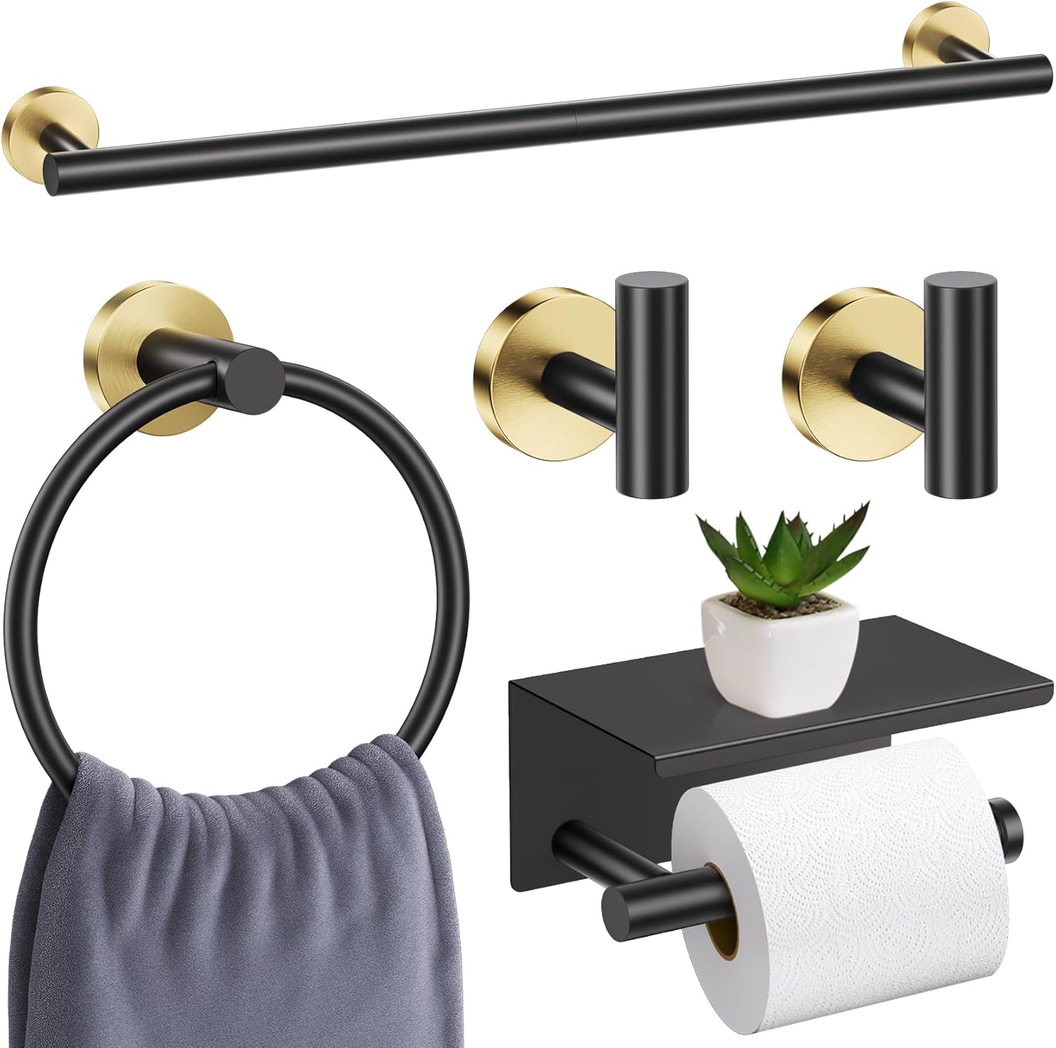 Black and Gold Bathroom Hardware Set for Stylish Home Decor