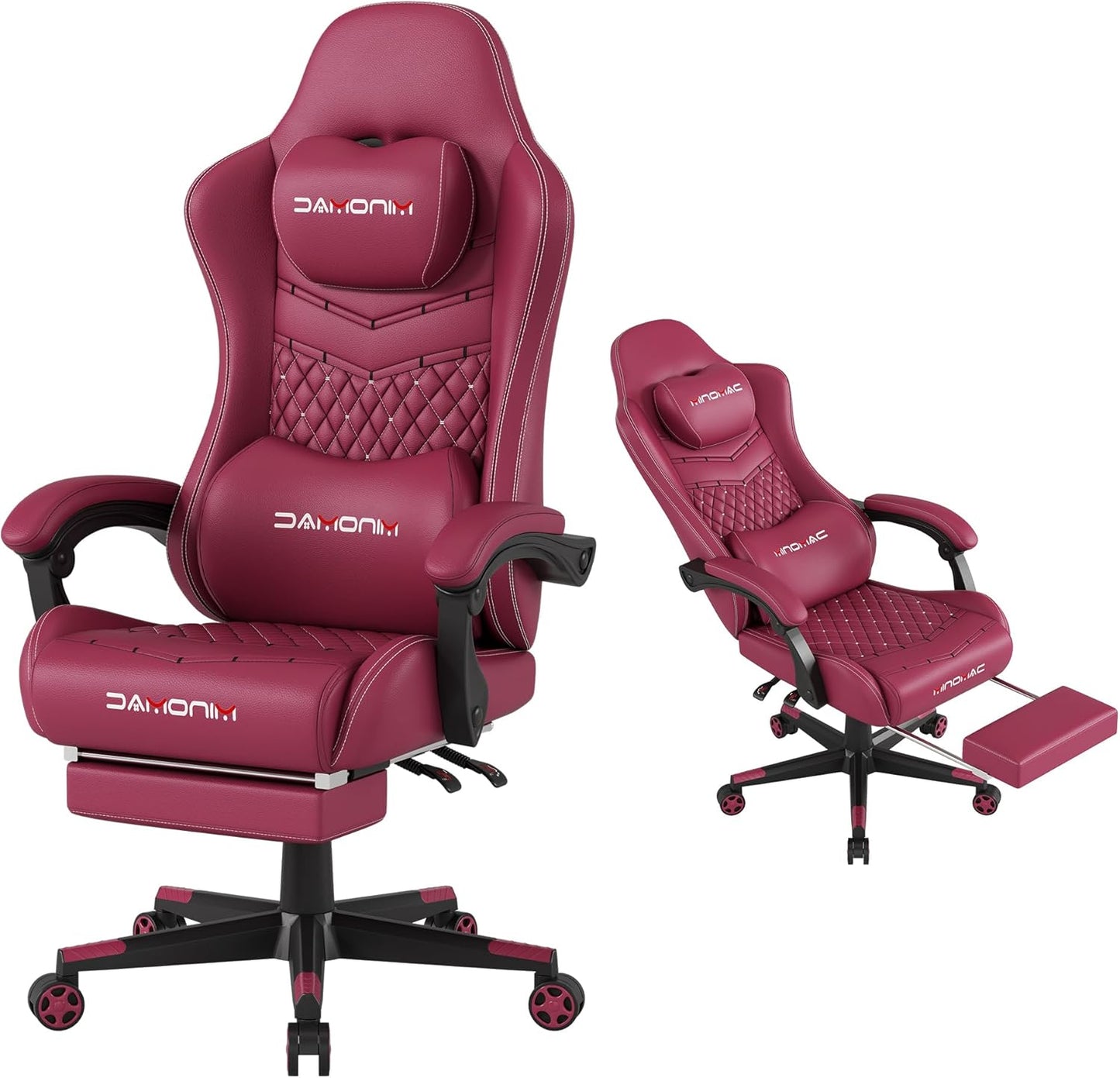 Ergonomic Gaming Chair with Retractable Footrest and Support
