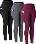 Leggings with Pockets for Women High Waisted 3-Pack - Tummy Control