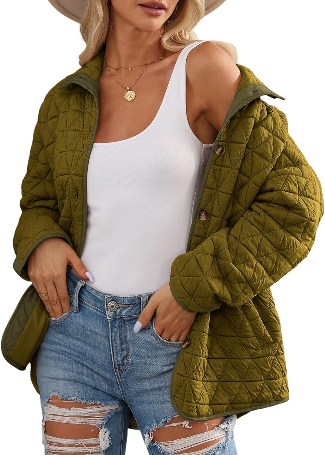 Lightweight Diamond Quilted Jacket for Women by EVALESS