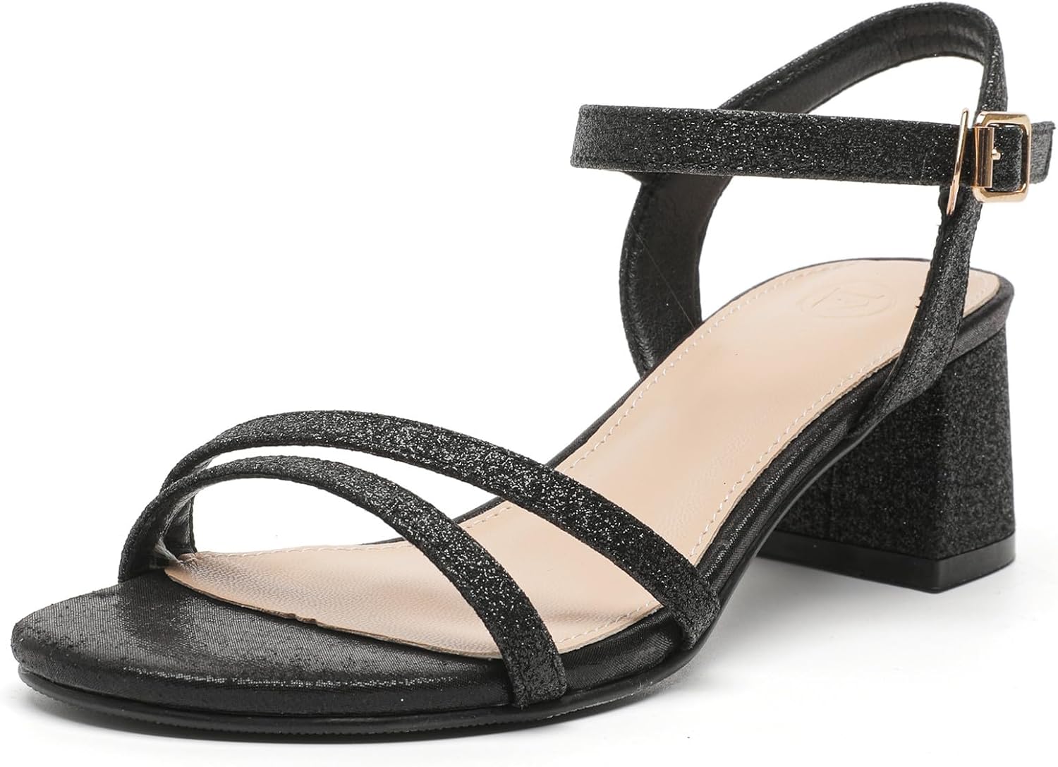 DADAWEN Women's Open Toe Ankle Strap Chunky Heels Sandals