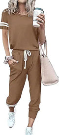 PRETTYGARDEN Womens Two Piece Striped Tracksuit Set - Comfortable