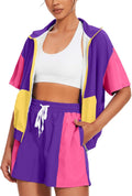 80s Color Block Tracksuit 2 Piece Set - Lightweight Retro Party Wear