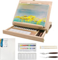 Art Easel for Painting Tabletop Set for Kids - Portable Pine Wood Case