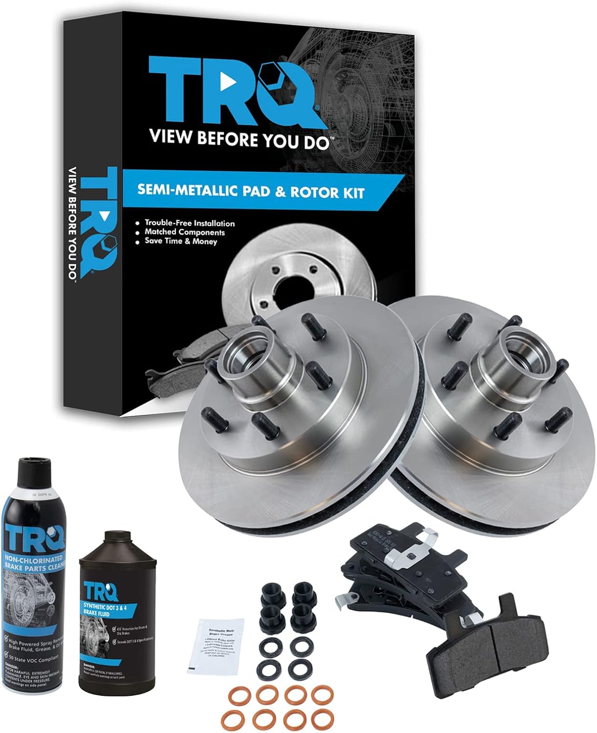 TRQ Front Brake Pad & Rotor Kit for Chevrolet and GMC Vehicles