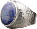 Lapis Lazuli Men's Hammered Rhodium Ring - Statement