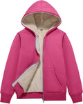 Flygo Unisex Fleece Jacket Hoodie Sherpa Lined Zip Up Kids - Cozy Warm