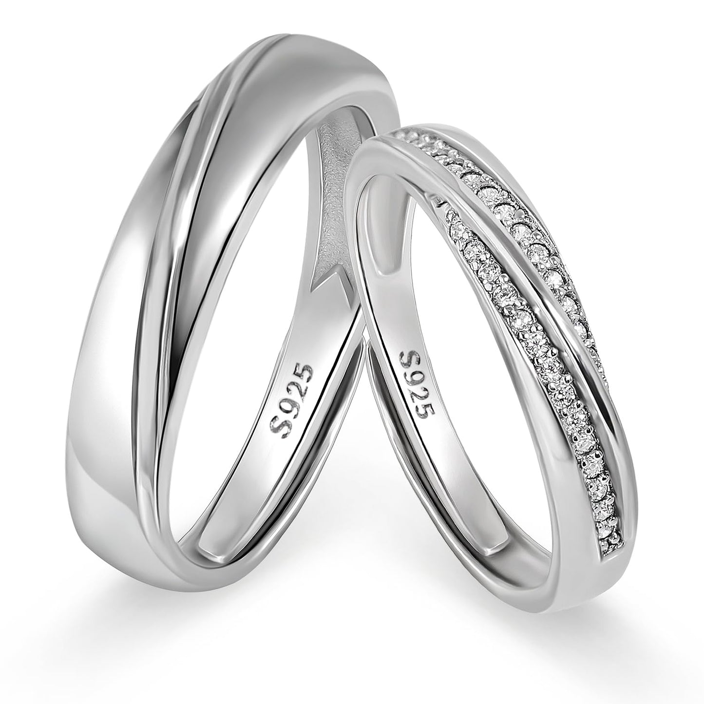 Meissa 2Pcs Couple Rings for Men and Women in 925 Silver