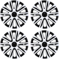 Hubcaps 15 in Dual-Tone White & Black Hub Caps Replacement 4 Pack