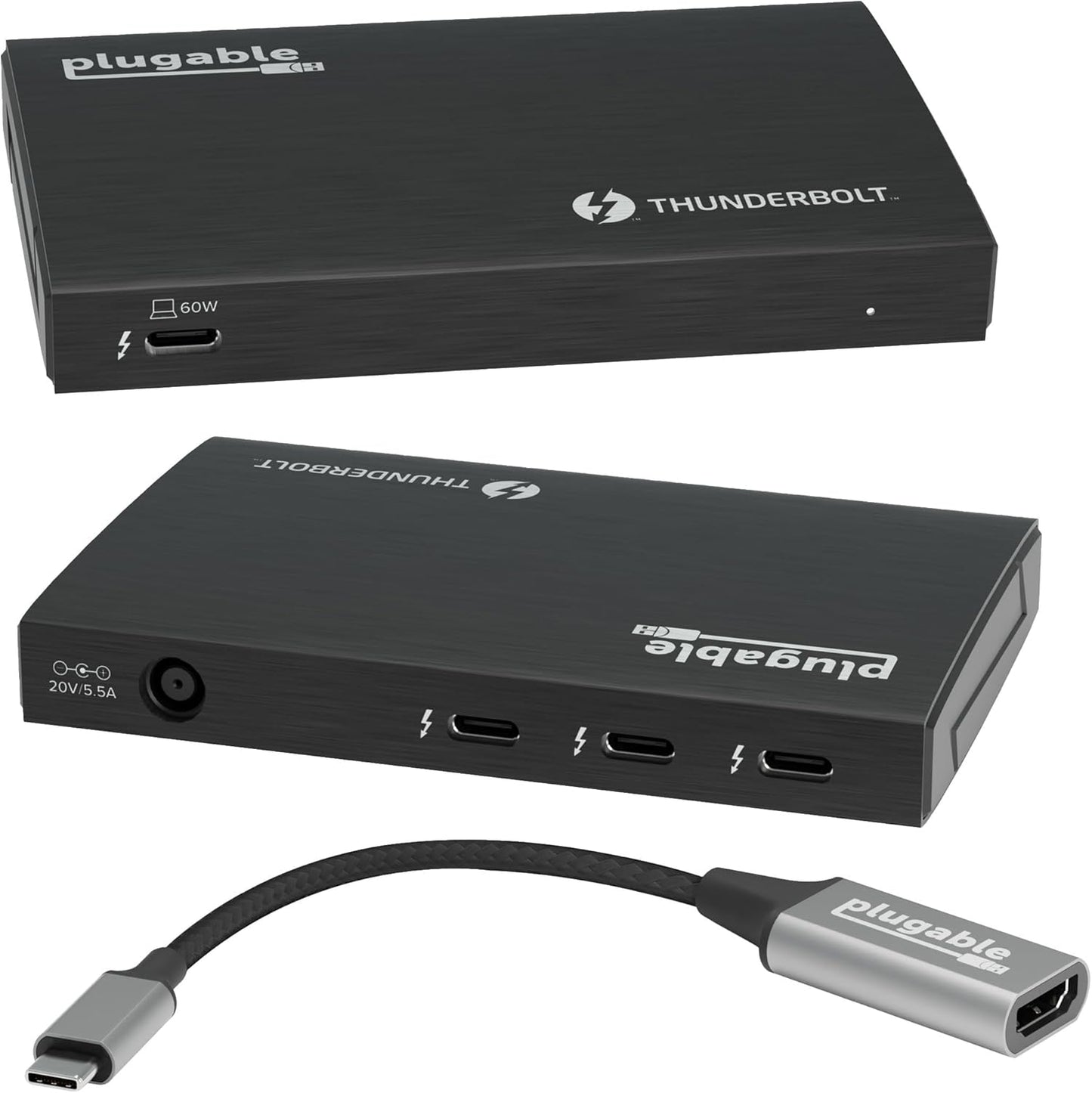Plugable Thunderbolt 4 Hub with 60W Charging and Dual Displays