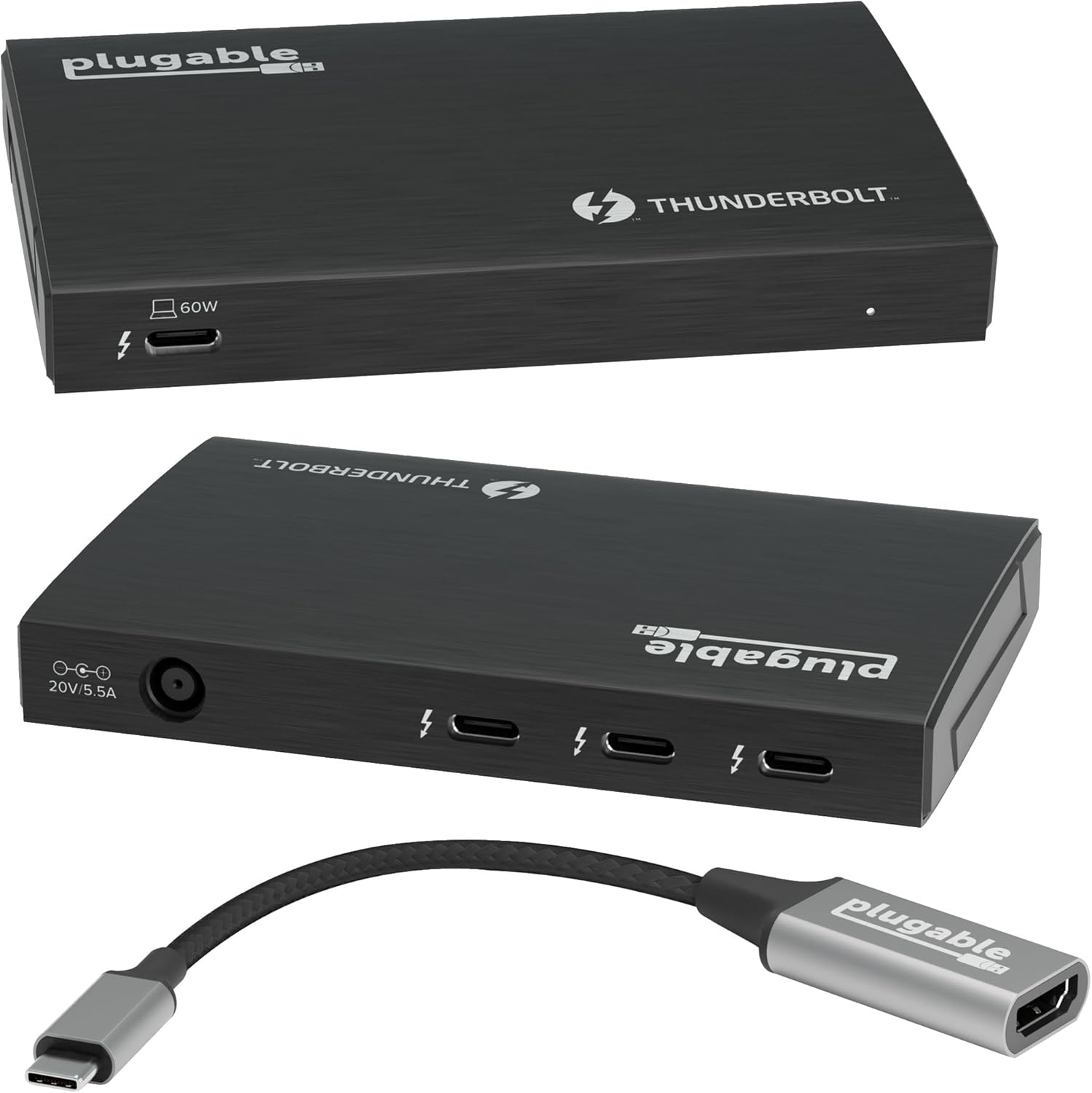 Plugable Thunderbolt 4 Hub with 60W Charging and Dual Displays