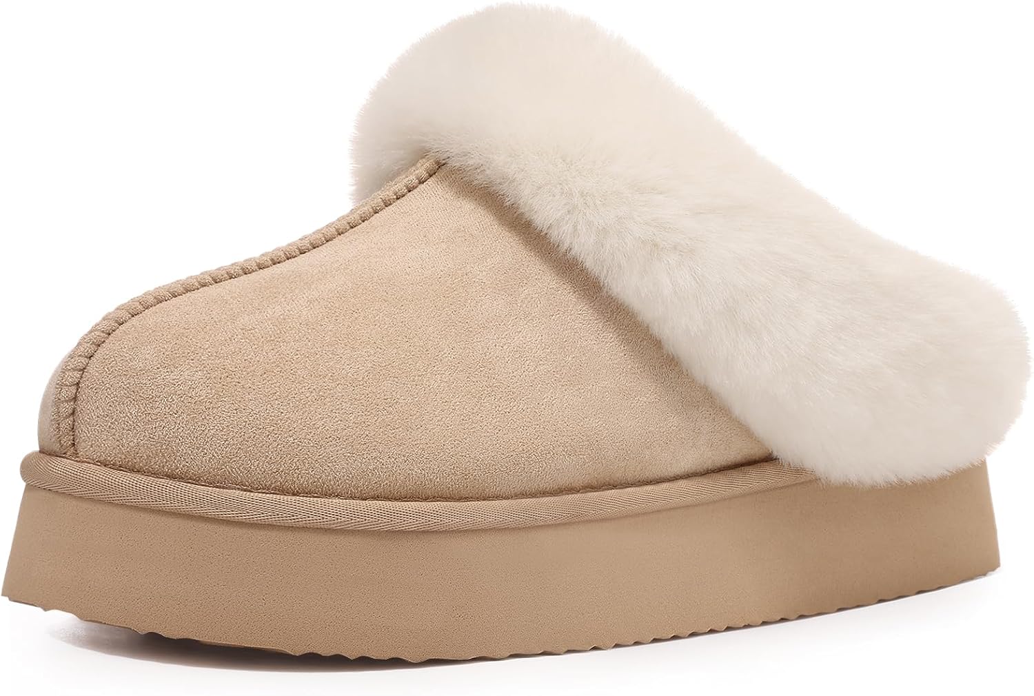 Fuzzy Platform Slippers for Women - Comfy Winter House Shoes