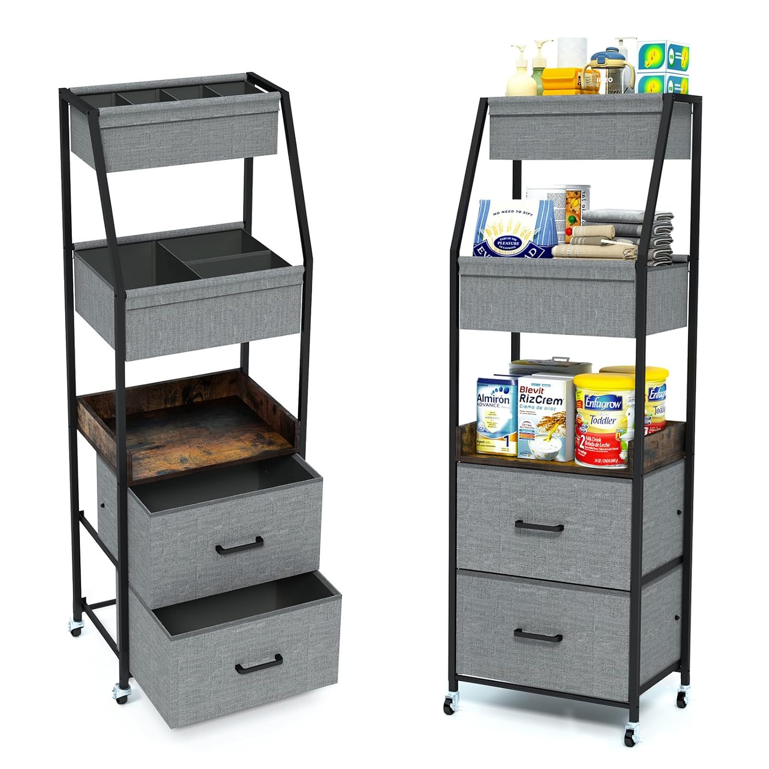 Baby Diaper Caddy Organizer - 5 Tier Rolling Cart for Nursery
