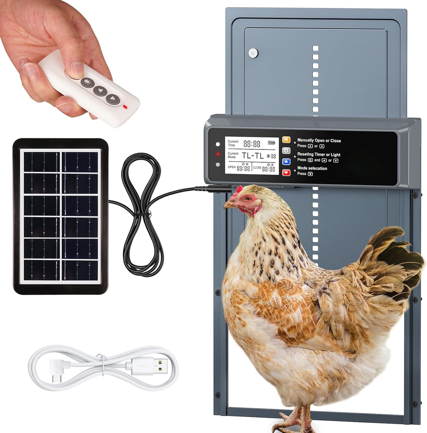 Automatic Chicken Coop Door with Solar Power & LCD Display