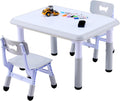 Kids Table & Chairs Set (2 Chairs) - Adjustable Graffiti Activity Desk