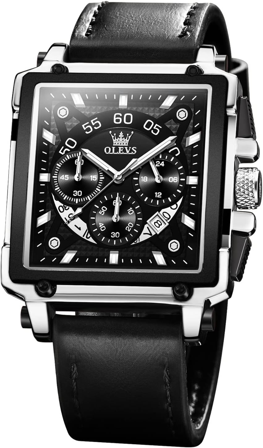 OLEVS Men's Casual Leather Watch: Stylish Chronograph Design