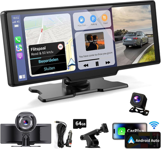 10.26 Wireless Carplay Screen with 4K Dash Cam