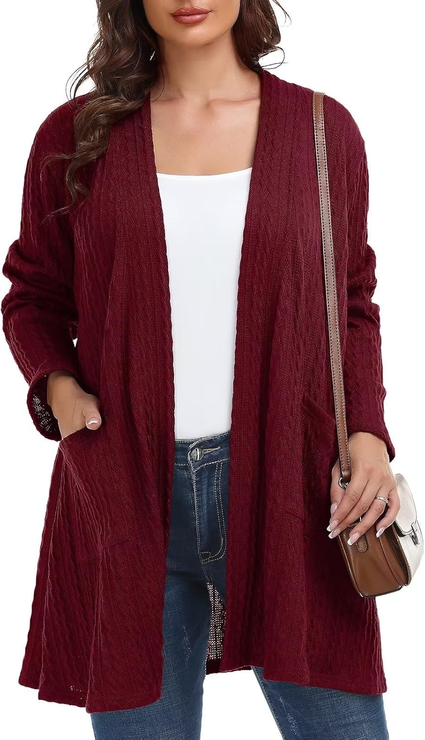 Plus Size Cardigan for Women - Lightweight Fall Sweater with Pockets
