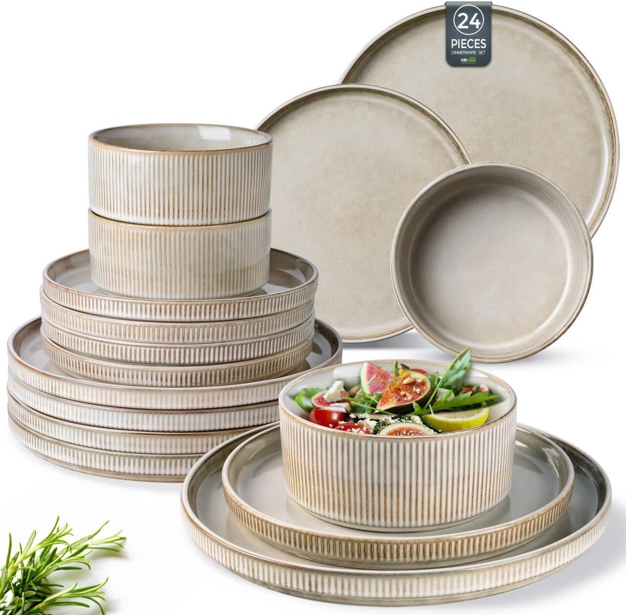 GBHOME Stoneware Dinnerware Set for 8 - Stylish and Durable