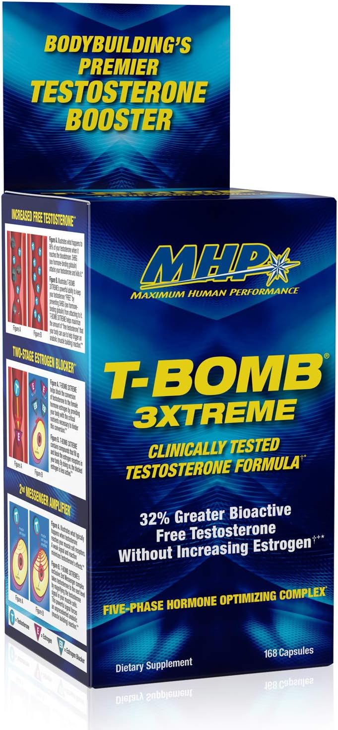MHP T-Bomb 3xtreme Testosterone Booster for Men - 168 Count