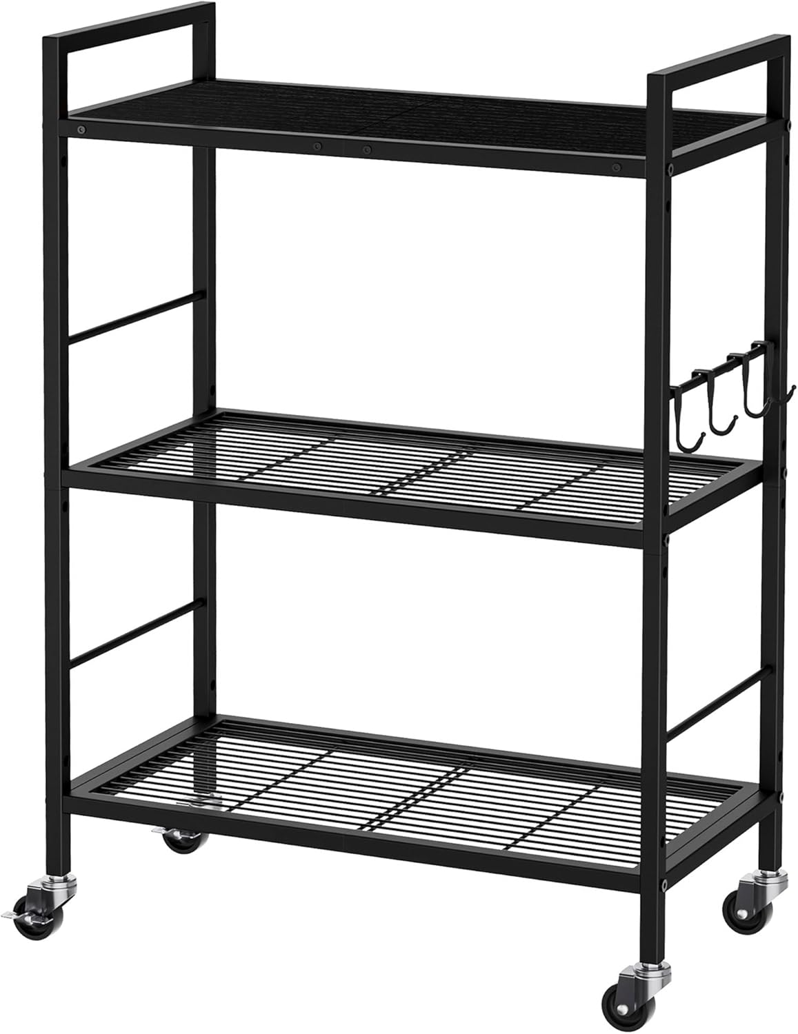 3-Tier Metal Storage Rack with Wheels for Kitchen and Pantry