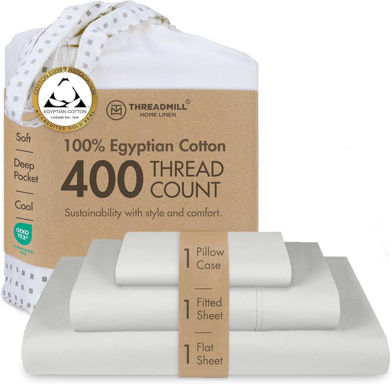 Threadmill Egyptian Cotton Twin Sheet Set for Cozy Sleep