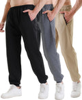 3 Pack Sweatpants for Men Athletic Joggers with Zipper Pockets Premium