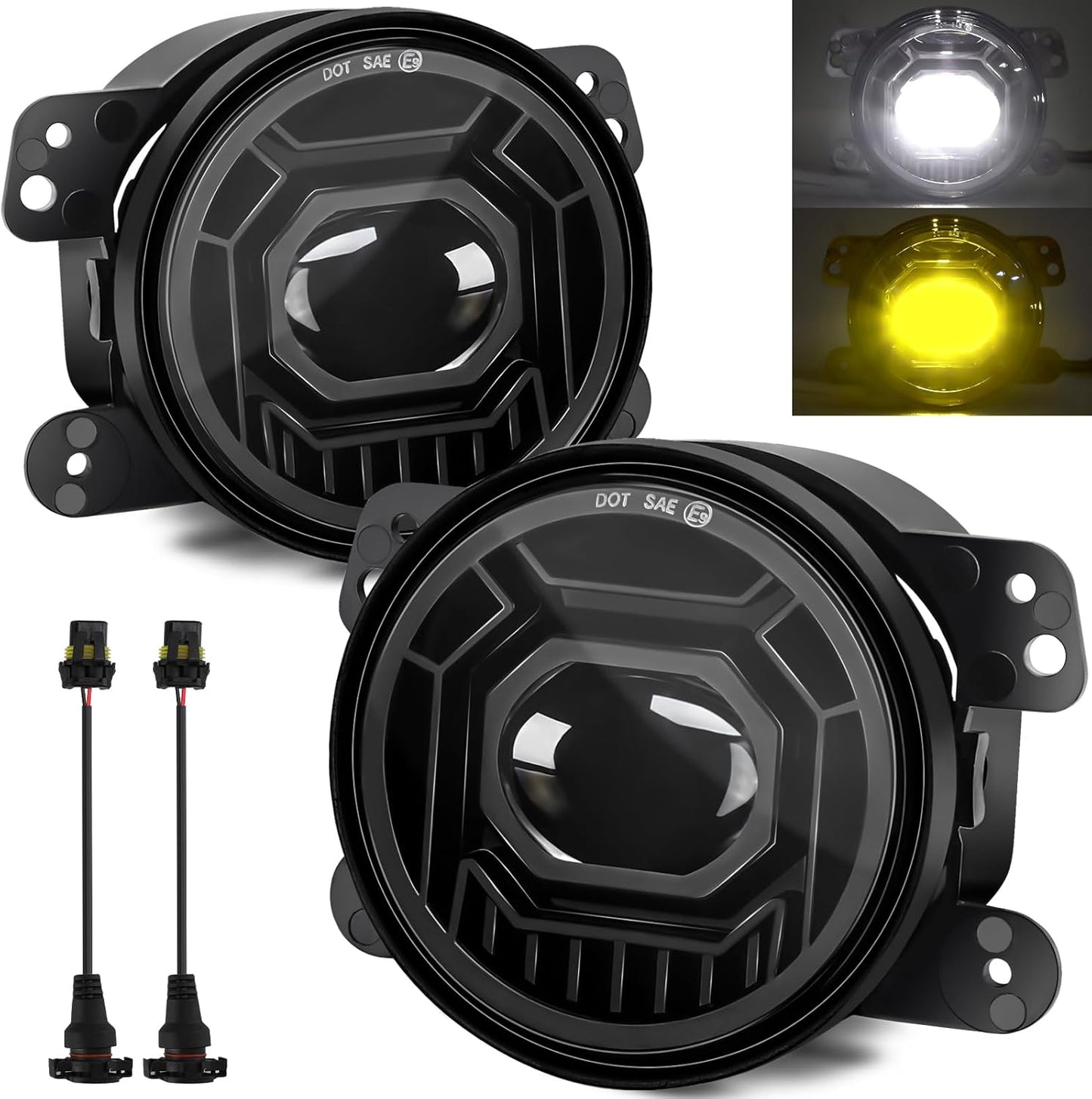 4 Inch Round LED Fog Lights for Jeep Wrangler JK JKU JLU 2018-2024