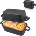Demine Cast Iron Loaf Pan with Lid 9x5 in - Even Heat Bread Pan