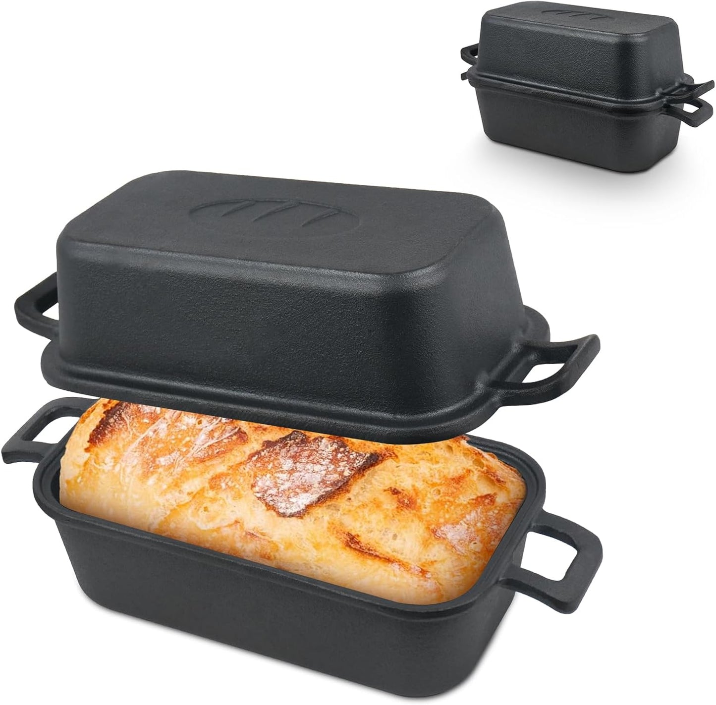 Demine Cast Iron Loaf Pan with Lid for Perfect Bread Baking