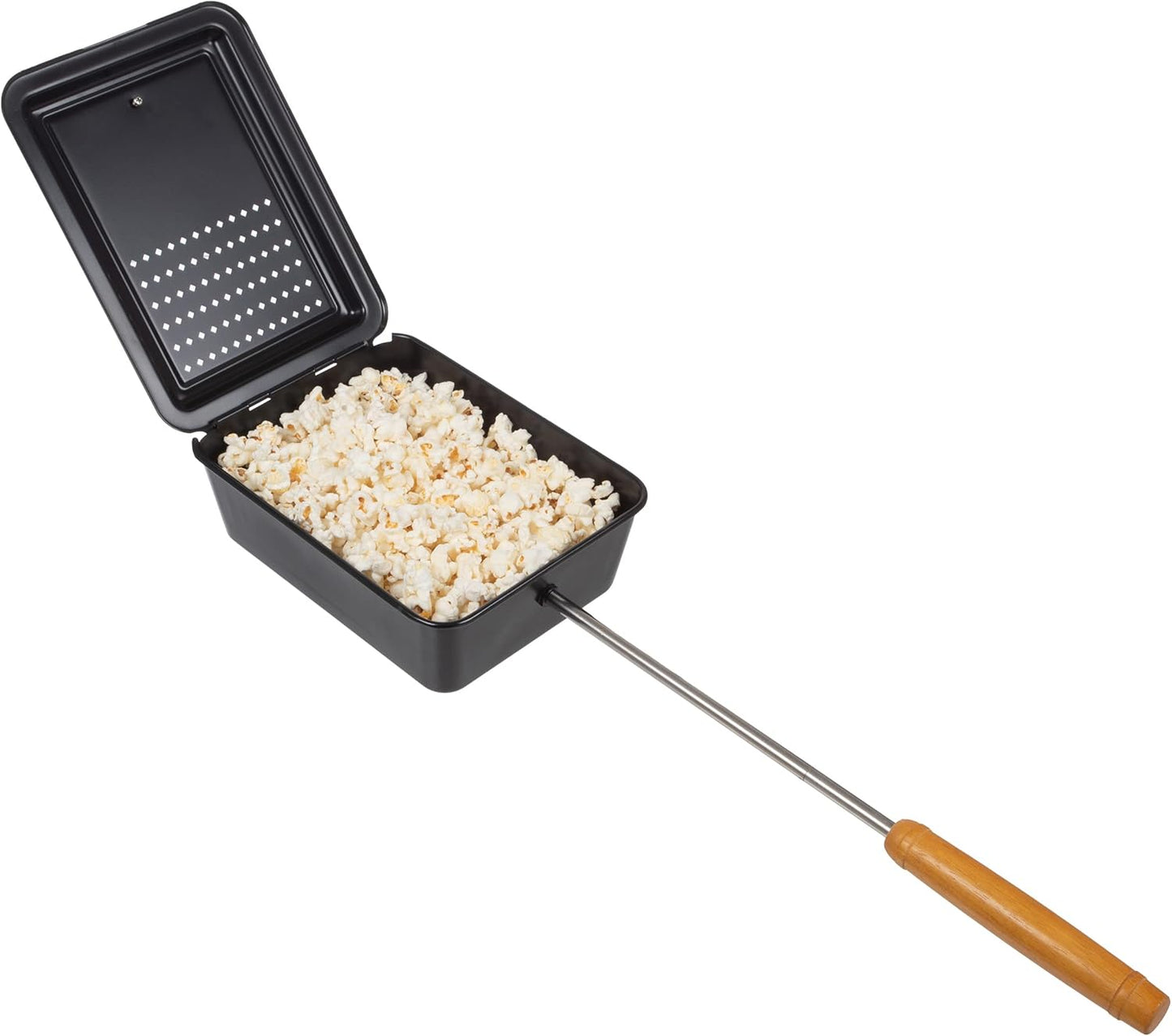 Nonstick Campfire Popcorn Popper - Great Northern - Extended Handle - Black