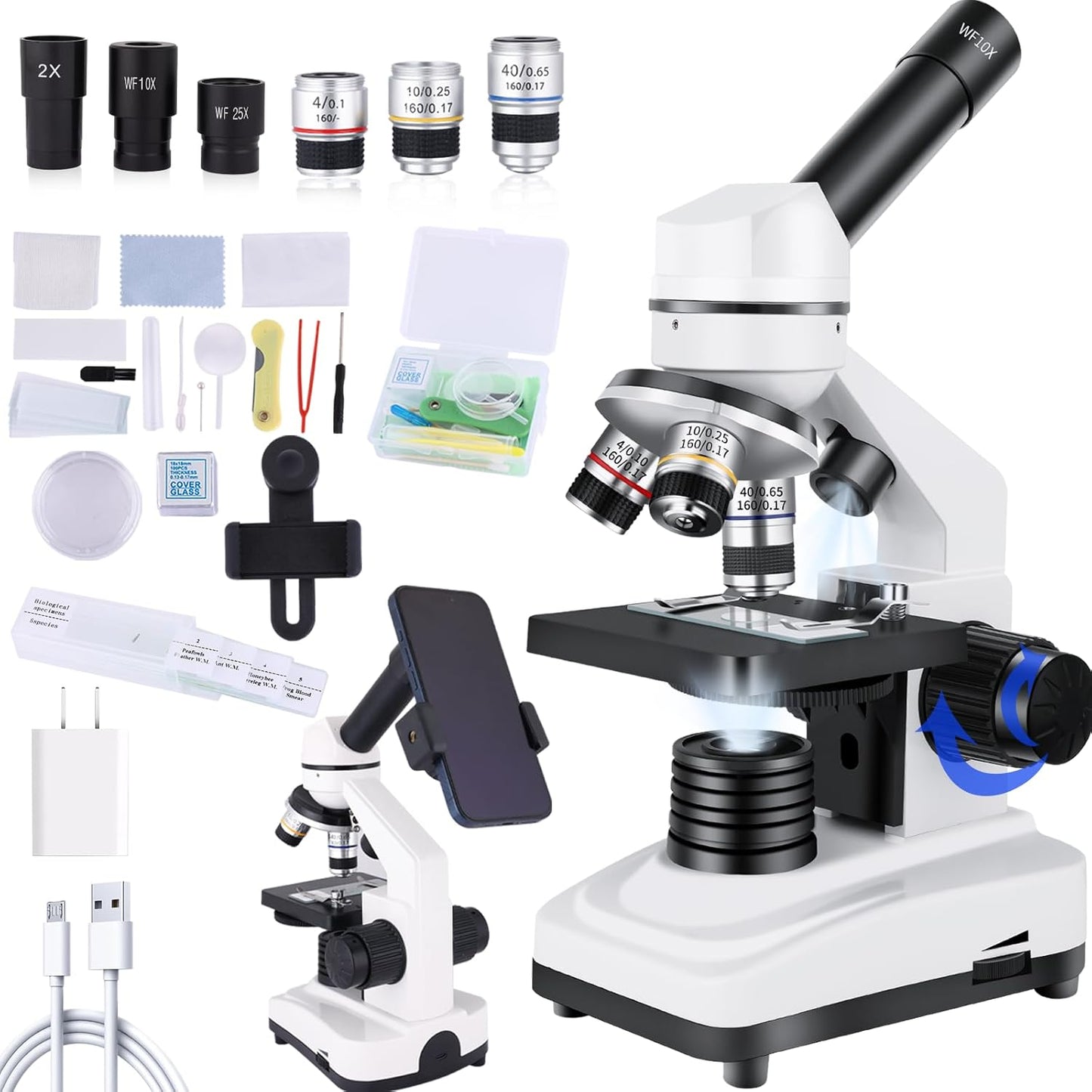 40x-2000x Microscope for Adults with Dual LED Illumination