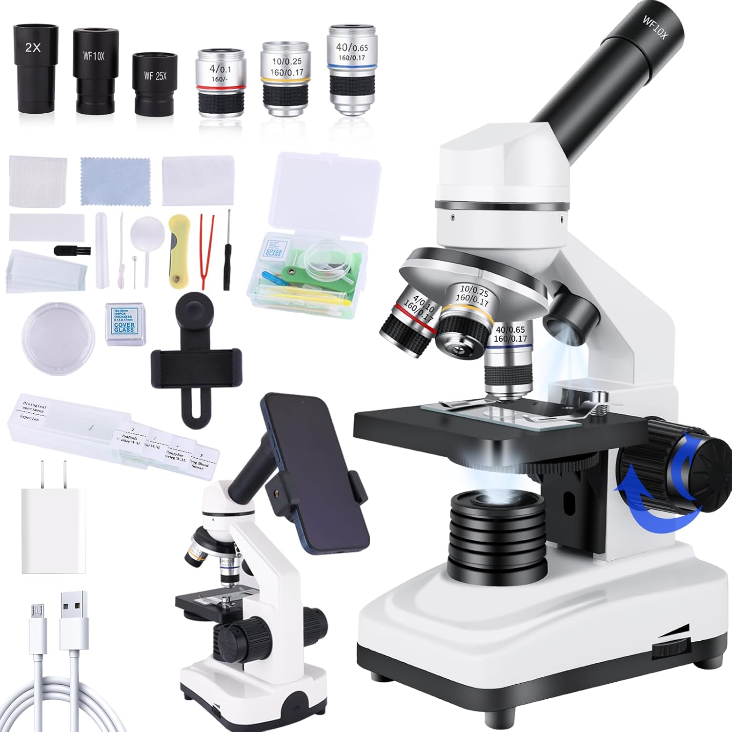 40x-2000x Microscope for Adults with Dual LED Illumination