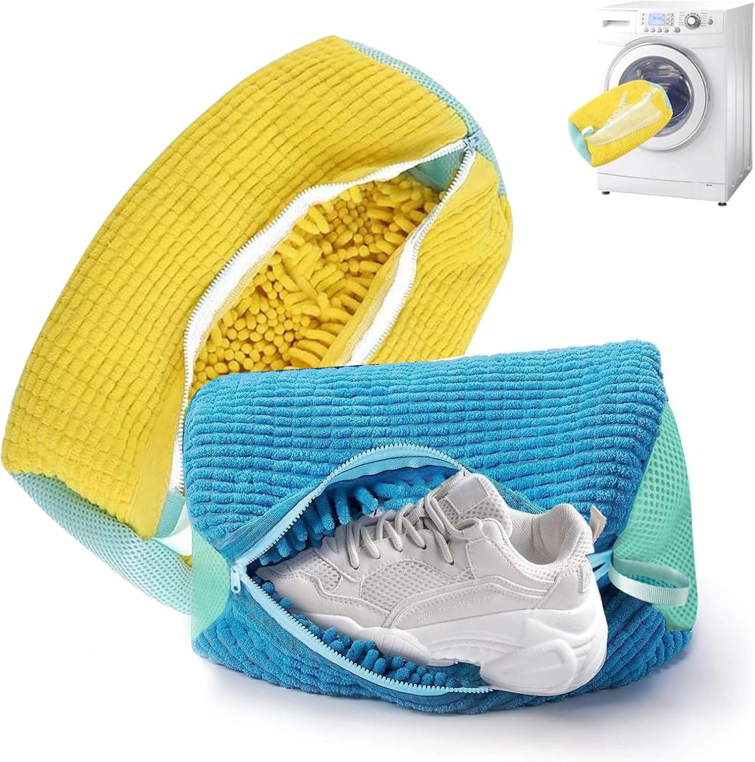 Durable Reusable Shoe Laundry Bags - Yellow+Blue