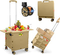 FELICON Folding Utility Cart with Magnetic Lid and 360 Wheels