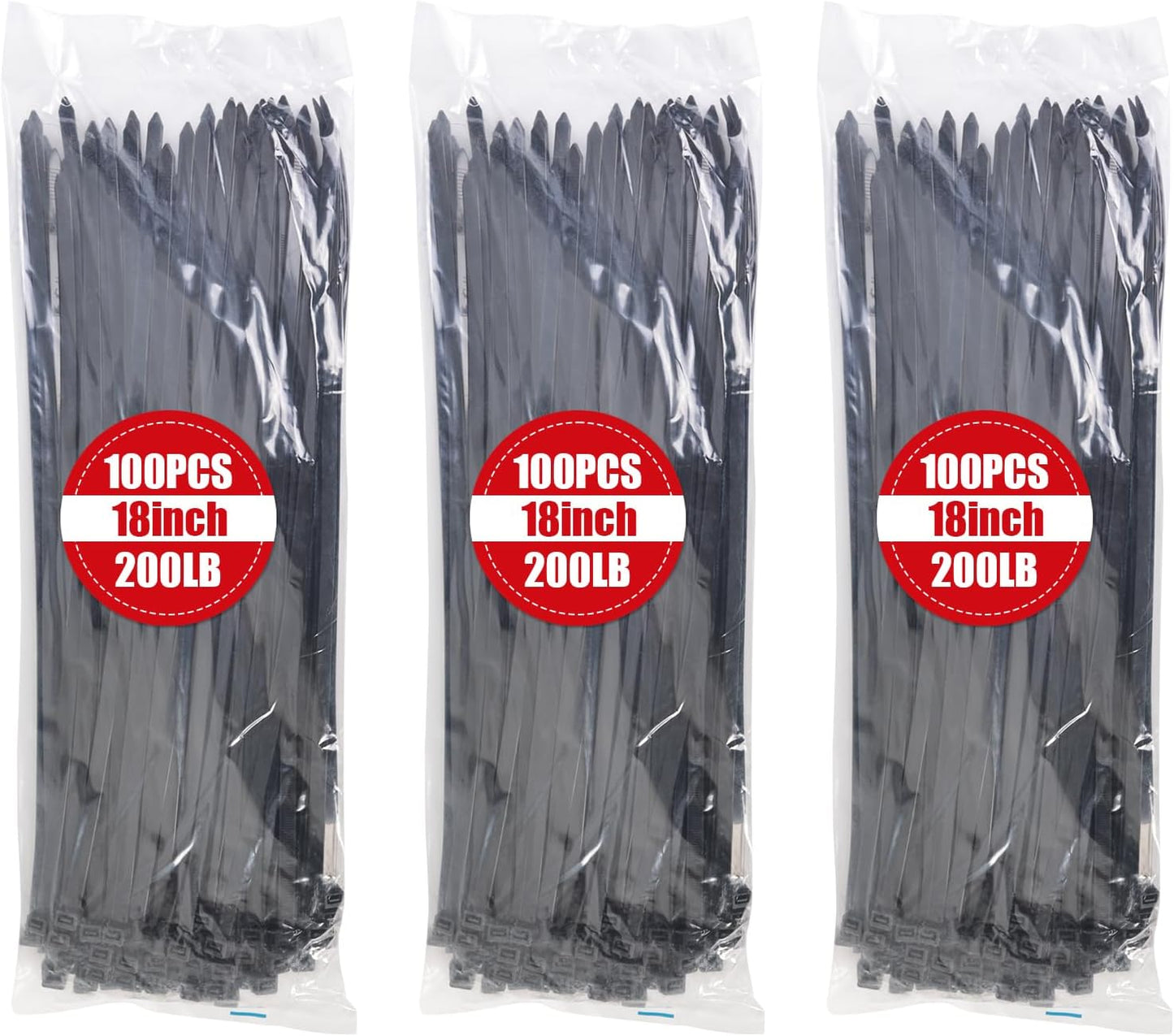 Ultra Strong 18 Black Cable Ties - 200 LBS Tensile Strength