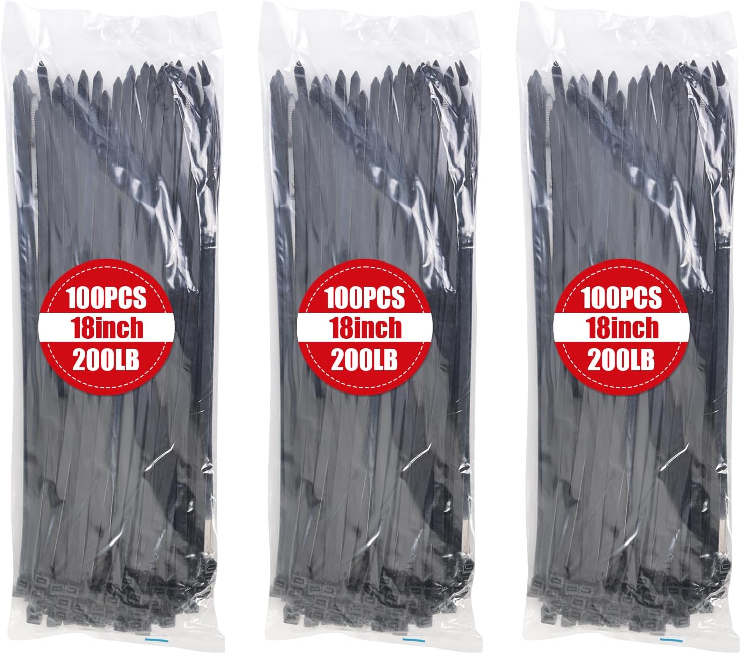 Ultra Strong 18 Black Cable Ties - 200 LBS Tensile Strength
