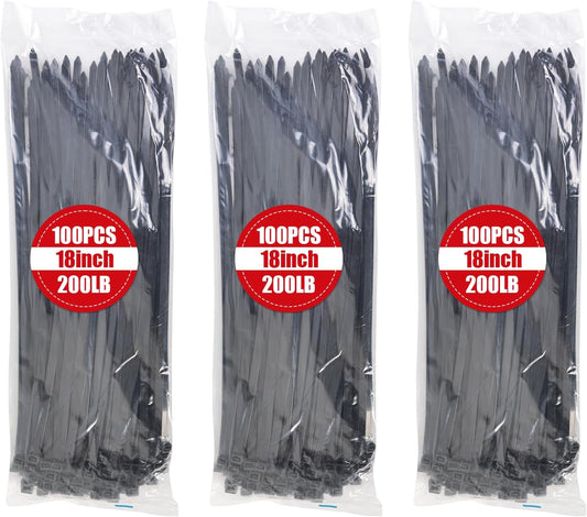 Ultra Strong 18 Black Cable Ties - 200 LBS Tensile Strength