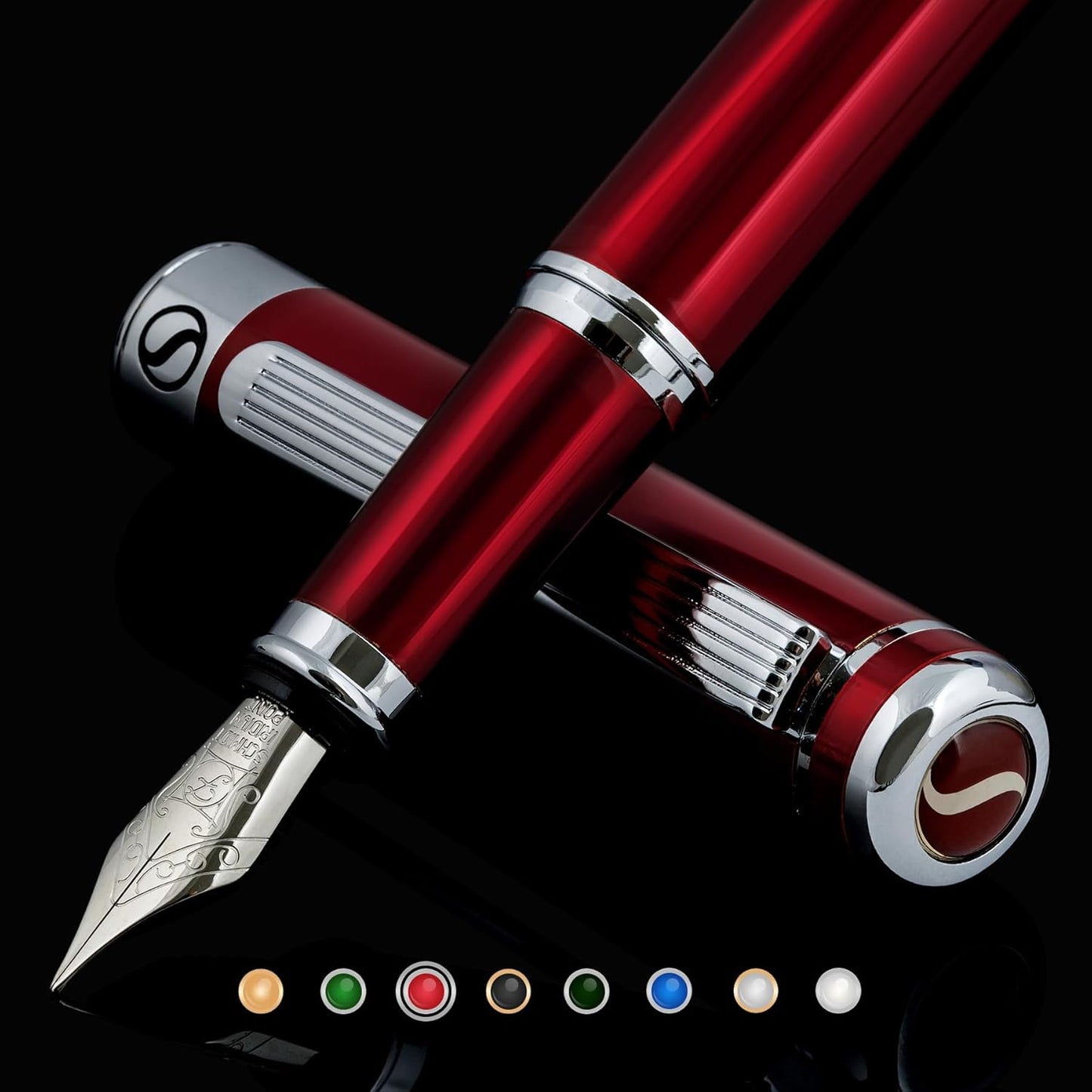 Scriveiner Deep Crimson Red Fountain Pen - Luxury Writing Tool
