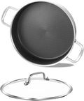 Tri-Ply Stainless Steel 3 QT Saute Pan with Lid - Even Heat, Non-Stick