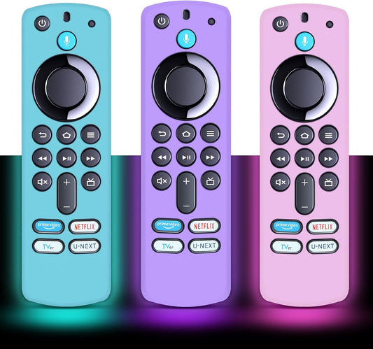 3-Pack Glow-in-the-Dark Firestick Remote Covers for Alexa Voice Remote 4K