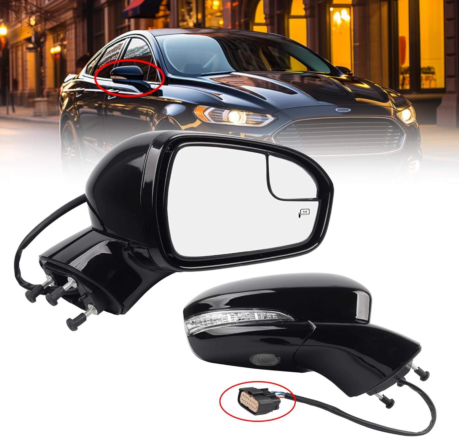 Dasbecan Right Passenger Side Mirror Assembly for Ford Fusion