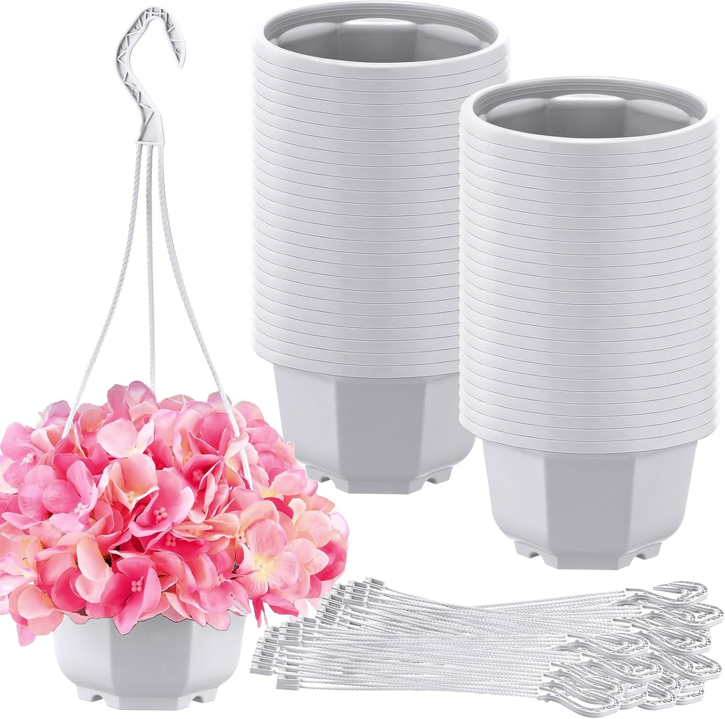 Roshtia 50 Pcs 5.9 inch Plastic Hanging Plant Pots for Garden